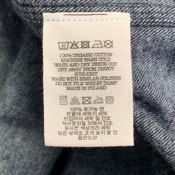 L Billy Bob Navy Indigo Contrast Stitch Cotton Denim Western Long Sleeve Shirt - Picture 5 of 6